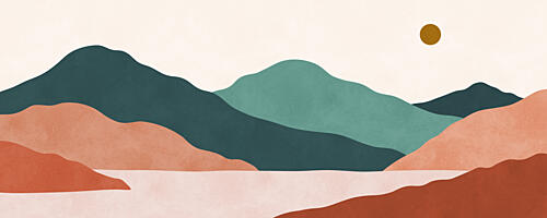 Serene Mountain Layers Gold Print