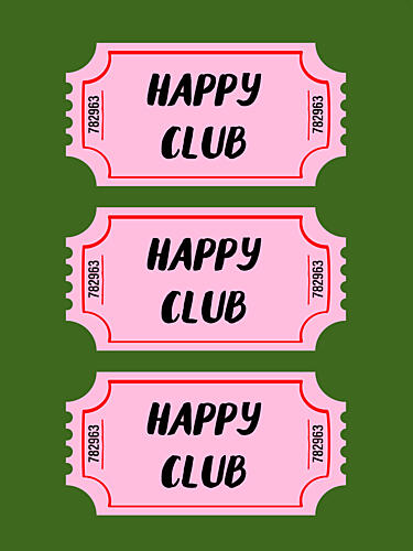 Happy Club Tickets Art Print by Sudevi Sen