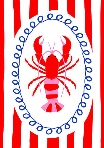 Coastal Red Lobster Pop art reproduction