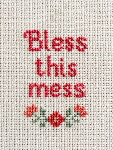 Bless This Mess Stitch Art Print