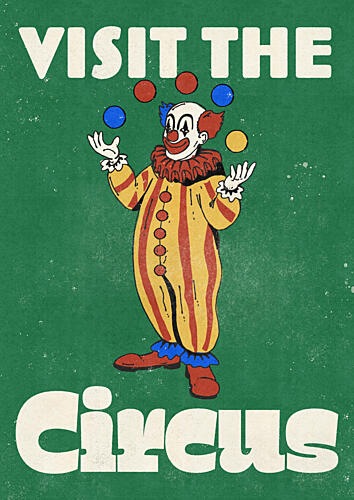 Retro Juggling Clown Art Print