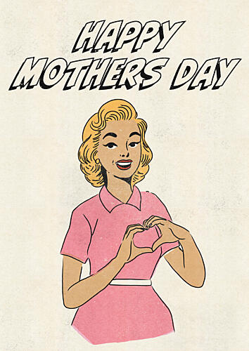 Retro Mothers Day Heart Pop art reproduction