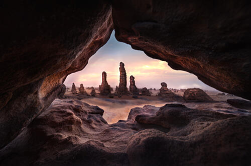 Ancient Desert Pillars Art Print by LI Ying