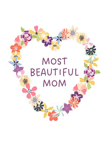 Colorful Floral Mom Heart Art Print