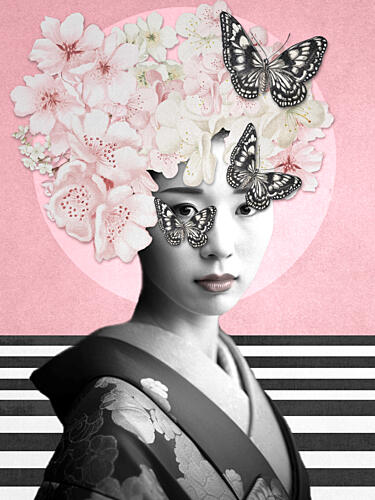 Blossom Butterfly Geisha Art Print