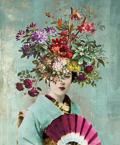 Floral Geisha Portrait Art Print