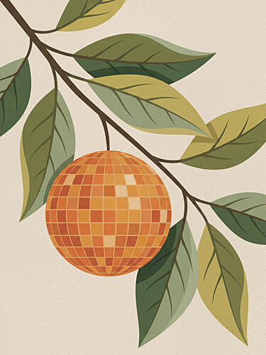 Botanical Disco Ball Art Print