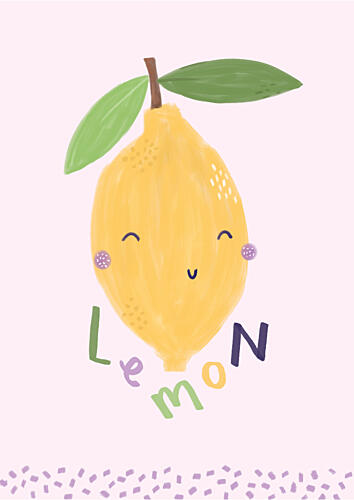 Happy Lemon Friend Art Print by Laura Pantony