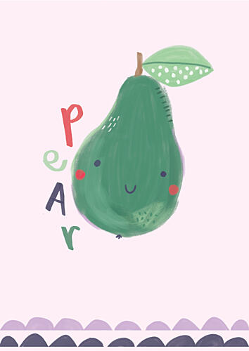 Happy Little Pear Art Print by Laura Pantony