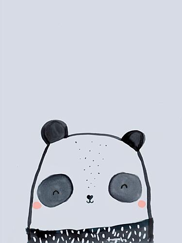 Happy Panda Face Art Print by Laura Pantony