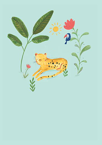 Happy Jungle Leopard Art Print by Laura Pantony