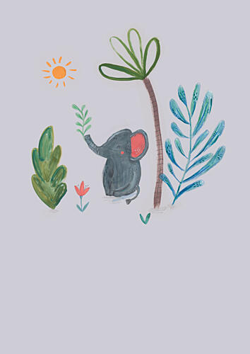 Sweet Elephant in Jungle Art Print