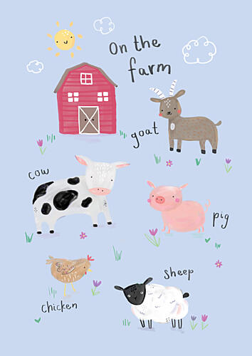 On the Farm Animals Art Print by Laura Pantony