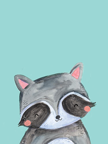 Cute Raccoon Smile Art Print by Laura Pantony