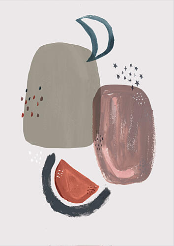 Abstract Moon Bohemian Cute Kids and Baby Nursery, Living Room, Bedroom Art Print by Laura Pantony