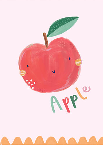 Sweet Smiling Apple Art Print