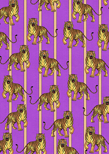 Golden Tigers Purple Stripes Gold Print