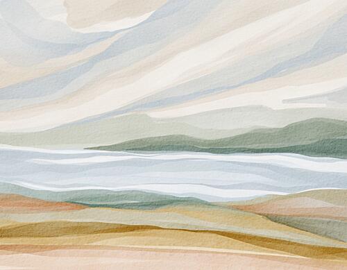 Calm Watercolor Landscape Art Print