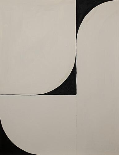 Curved Geometric Contrast Art Print by Livia Frigo