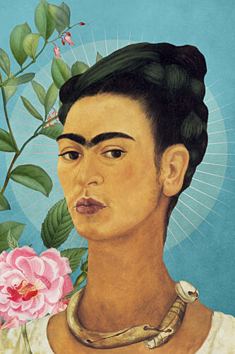 Striking Woman Floral Gaze Art Print