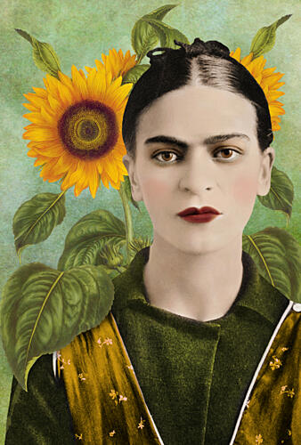 Woman Among Sunflowers Art Print