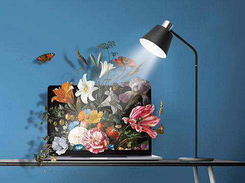 Flowering Laptop Screen Art Print