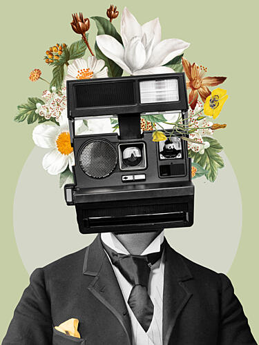 Floral Camera Gentleman Art Print