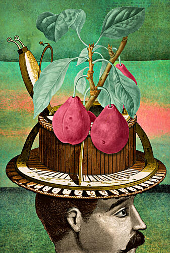 Surreal Pear Hat Gentleman Art Print