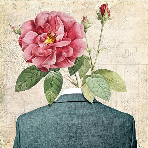 Rose Head Gentleman Art Print