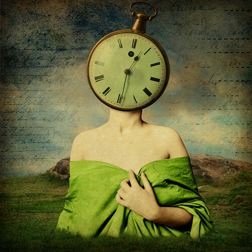 Mysterious Clock Head Art Print