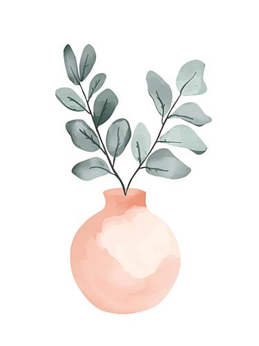 Greenery in Peach Vase Art Print