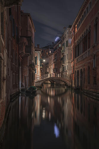 Venetian Night Reflections Art Print