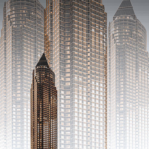 Layered City Skyscrapers Art Print by Roland M Schwerdtfeger