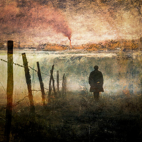 Lone Man Industrial Landscape Art Print