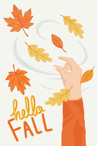 Hello Fall Leaves Seasons Print