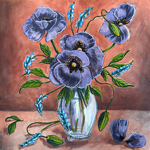 Purple Poppy Arrangement Pop art reproduction