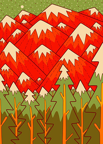 Vibrant Mountain Forest Art Print