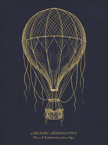 Vintage Hot Air Balloon Gold Print