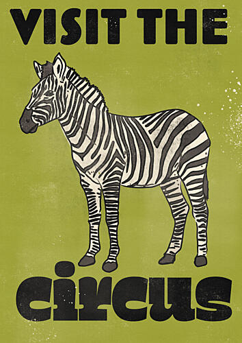 Vintage Circus Zebra Art Print