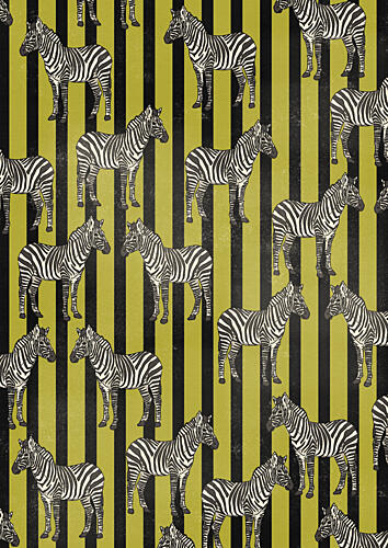 Safari Zebras Pattern Art Print