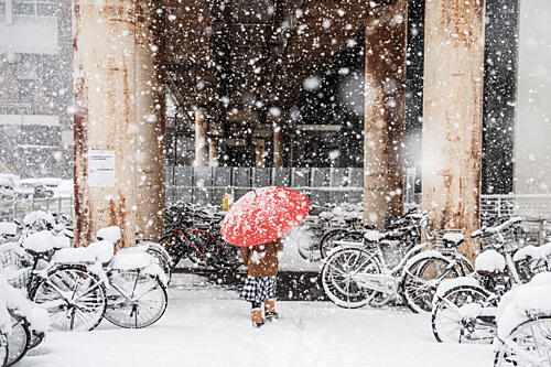 Solitary Red Umbrella Art Print