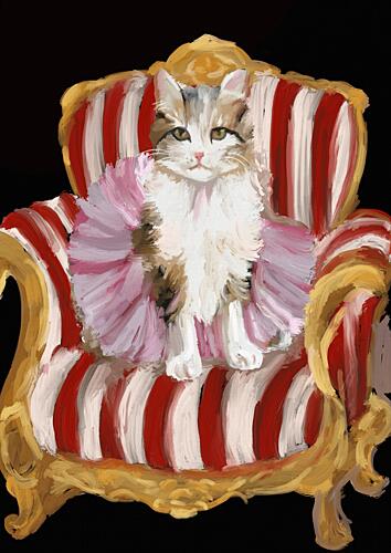 Regal Kitten in Tutu Gold Print