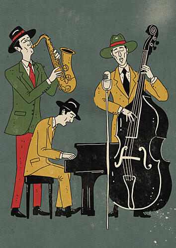 Vintage Jazz Band Art Print