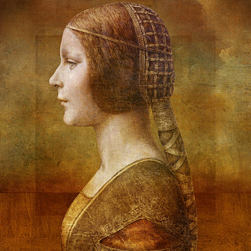 Renaissance Woman Profile Gold Print