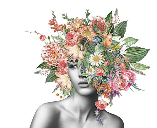 Floral Woman Portrait Art Print