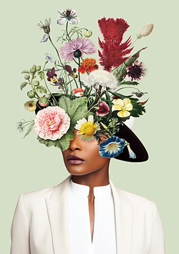 Woman Floral Headdress Art Print