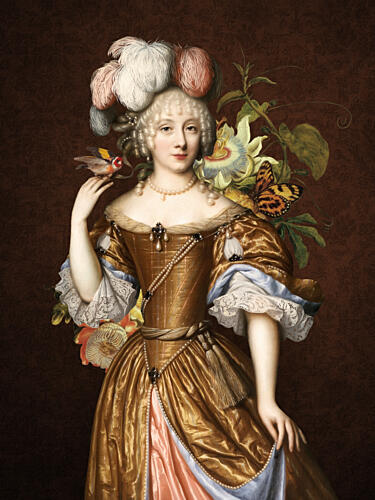 Regal Lady with Goldfinch Gold Print