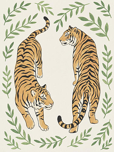 Elegant Jungle Tigers Art Print