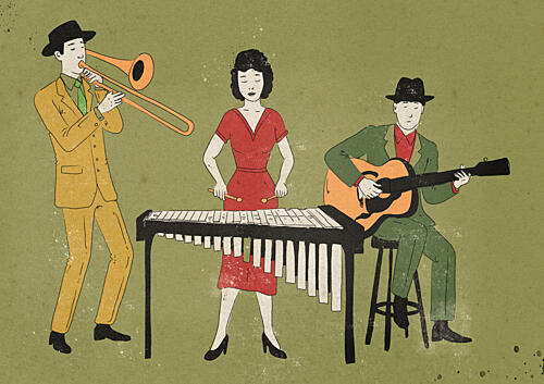 Vintage Jazz Band Art Print