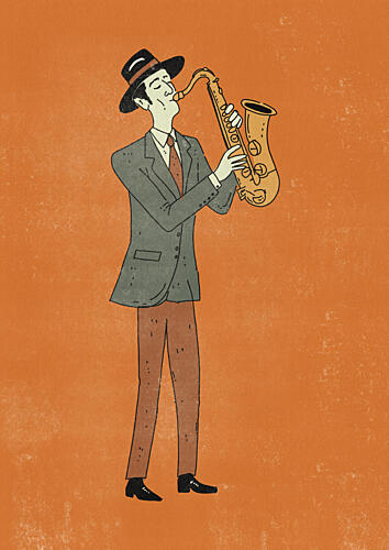 Retro Jazz Saxophonist Art Print